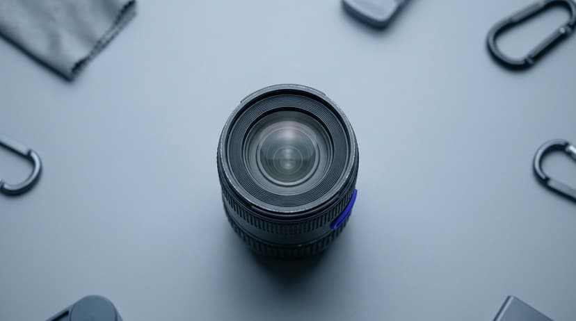 A weather-sealed unbranded wide-angle zoom lens on a clean neutral surface