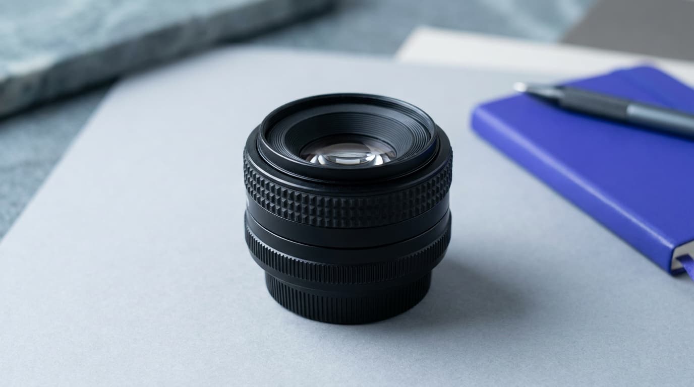 A 50mm prime lens in close-up