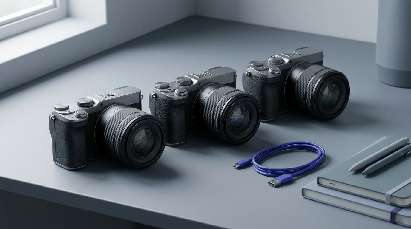 A lineup of compact beginner mirrorless cameras