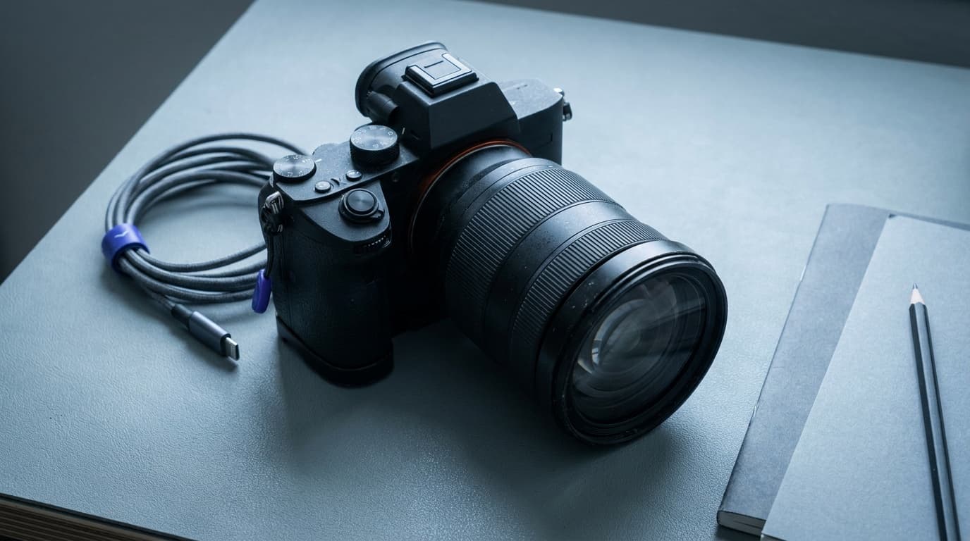 A pro camera body panning a fast-moving subject with motion blur in the background