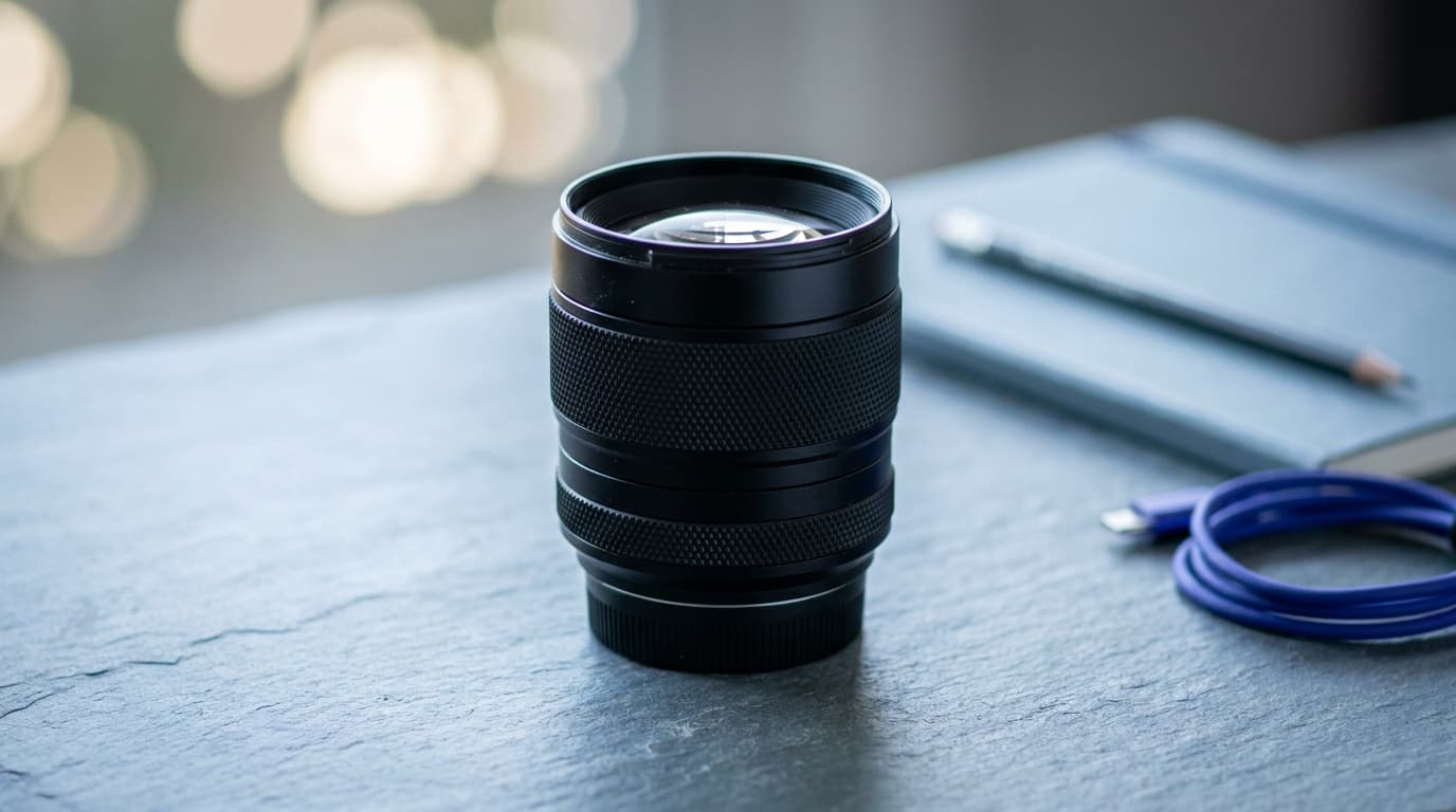 A fast portrait prime lens with creamy bokeh behind