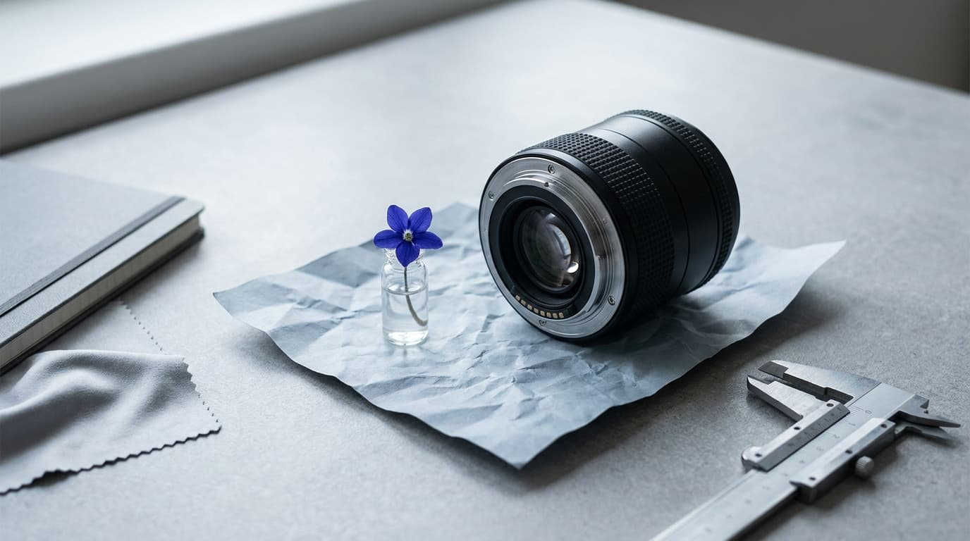 A macro lens focused on a dew-covered flower with extreme close-up detail