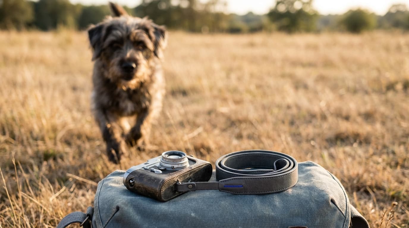 A dog running through a field in golden light