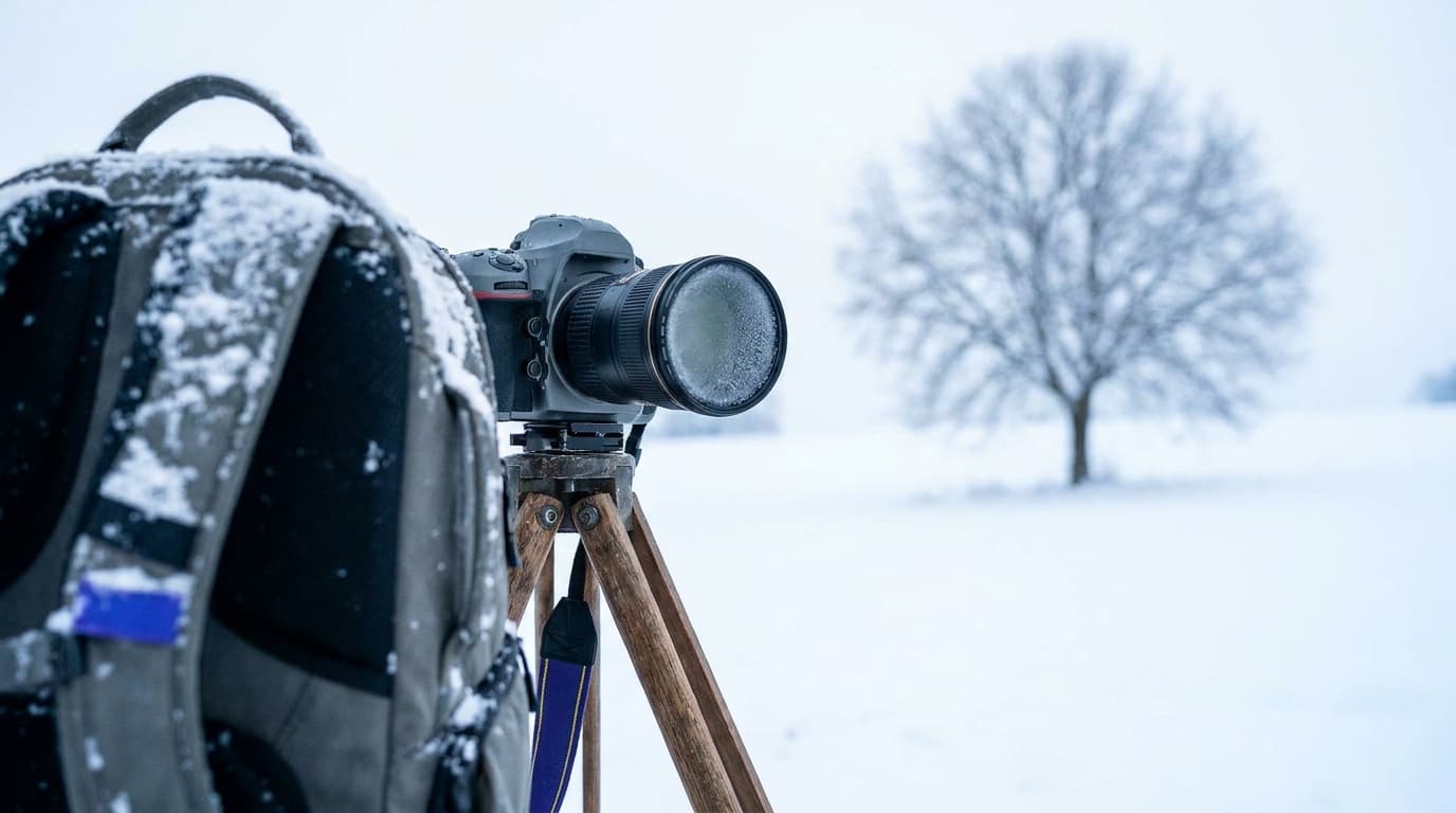 A bright snowy winter landscape with a lone tree
