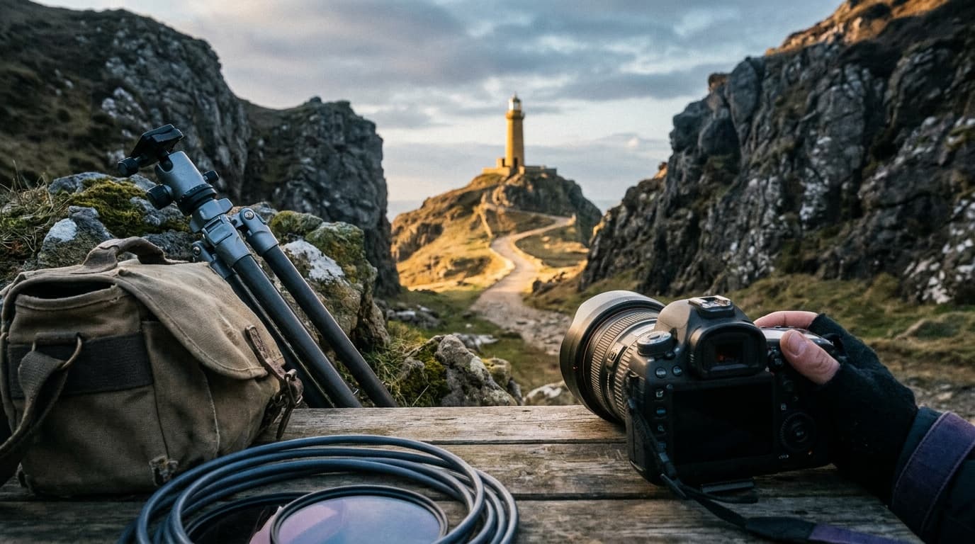 A landscape with strong leading lines and a clear subject
