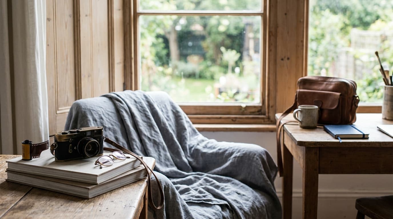 A bright window interior with detail held in both the sunlit view outside and the shaded room