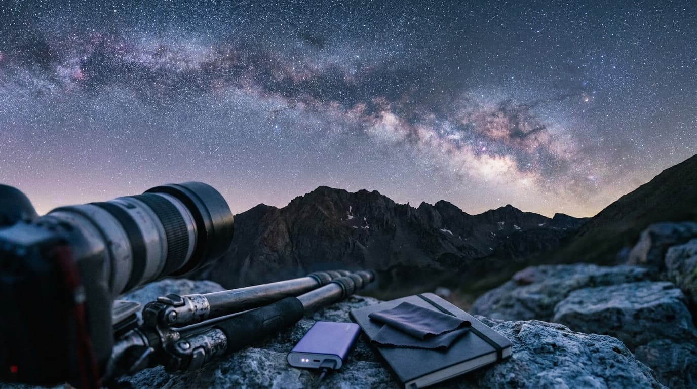The Milky Way over a dark mountain horizon