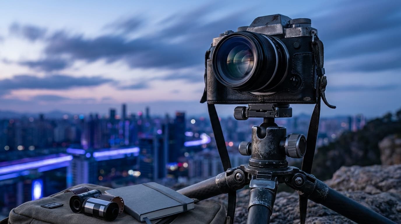 A wide skyline with clouds streaking across as a time-lapse captures hours in one sequence