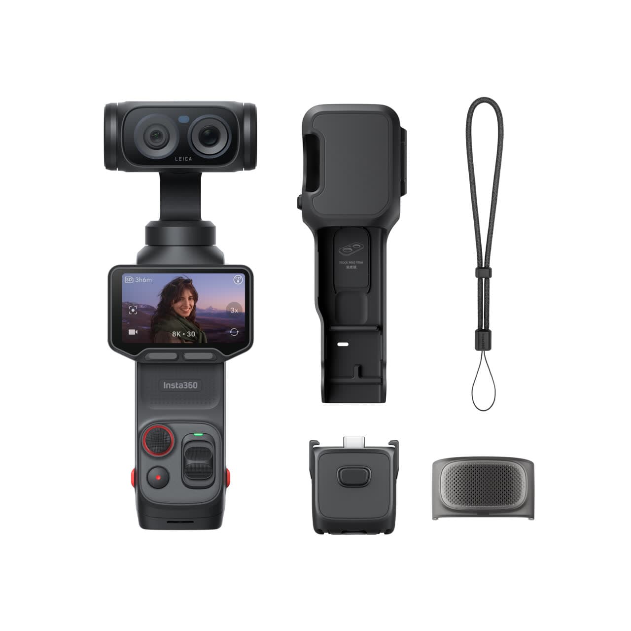 Insta360 Luna Ultra dual-lens pocket gimbal camera and included accessories