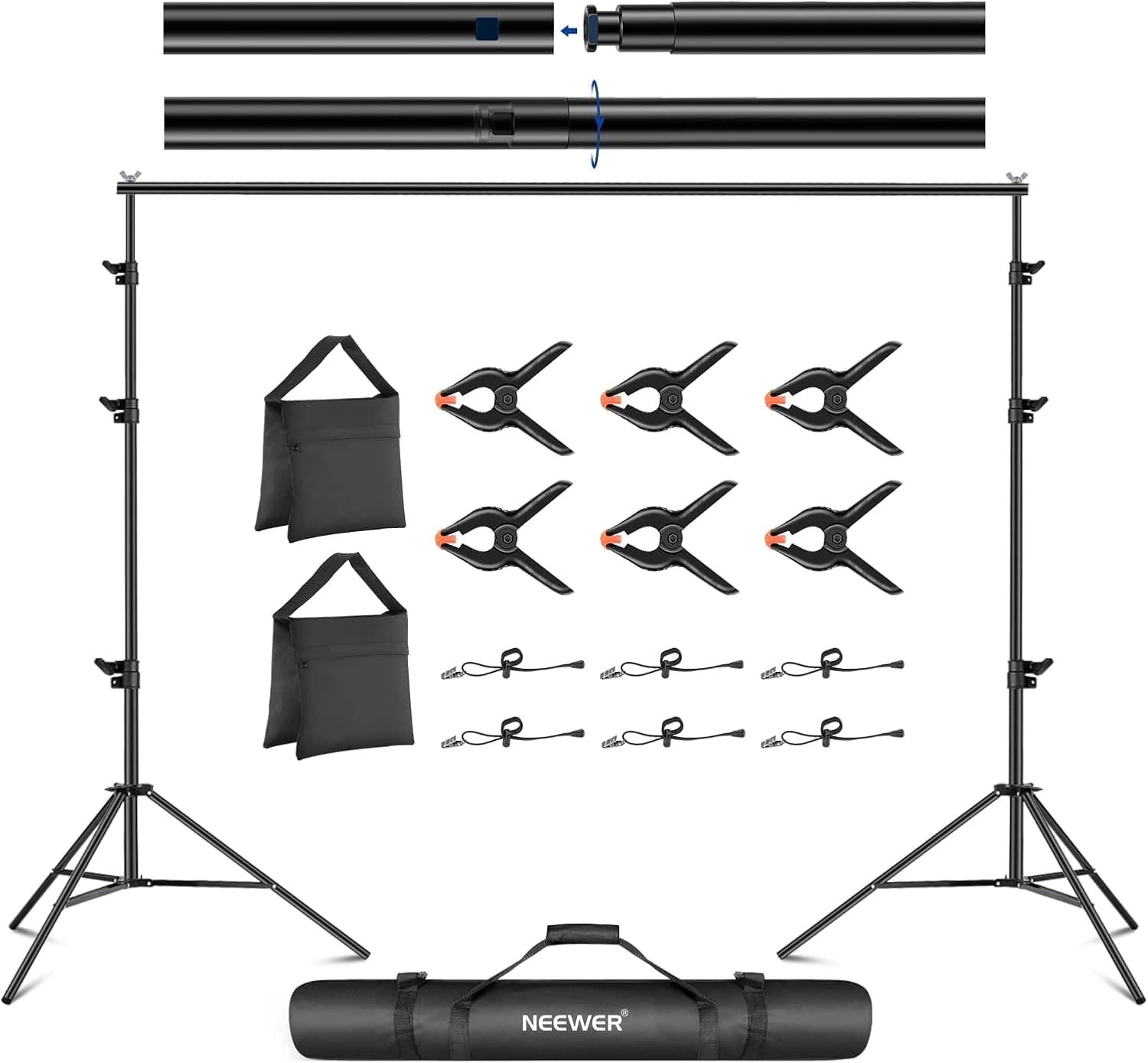 Neewer backdrop support system with crossbar and stands
