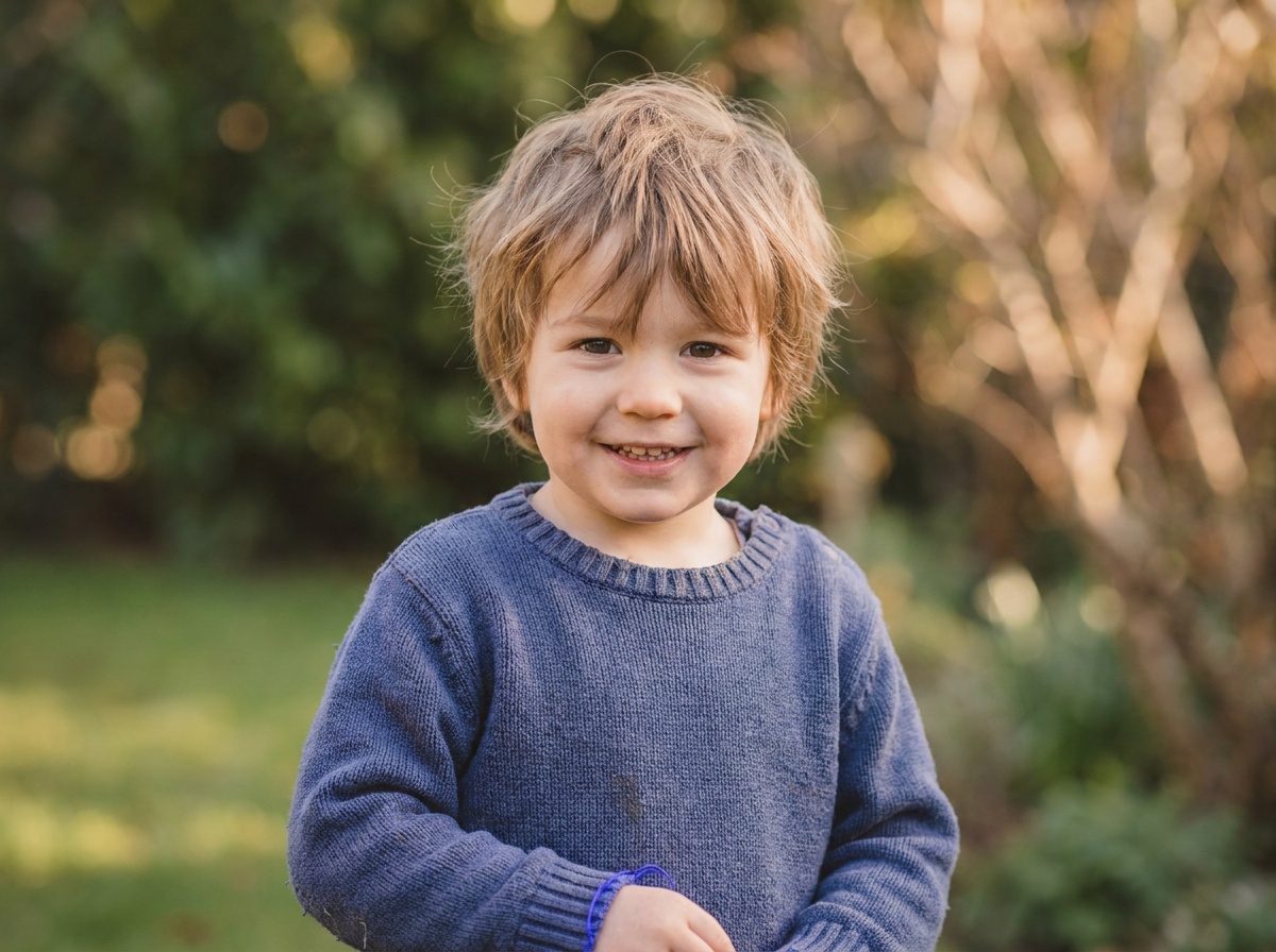 A simple, well-exposed portrait of a child with a softly blurred background