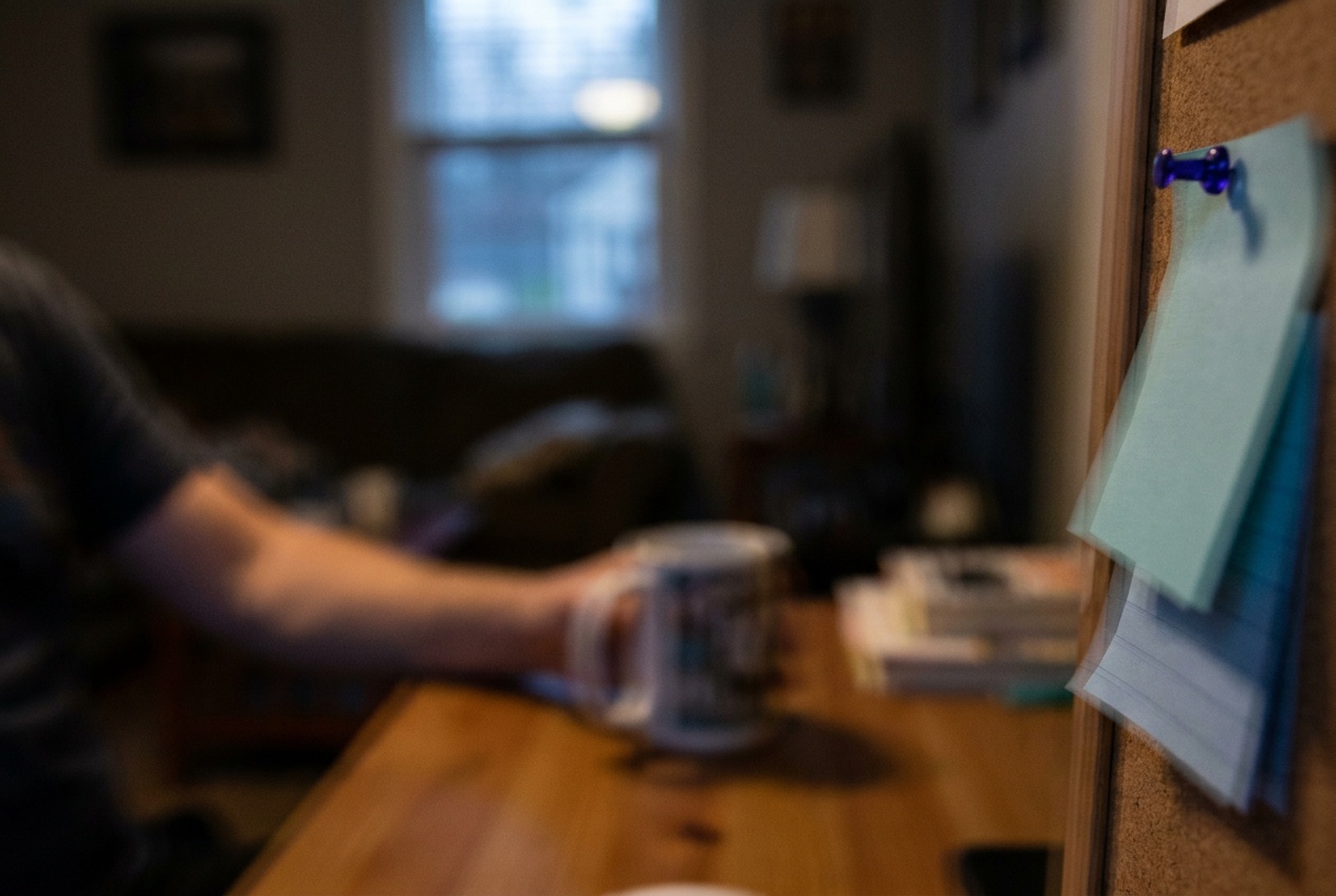 A handheld indoor photo smeared by camera-shake motion blur